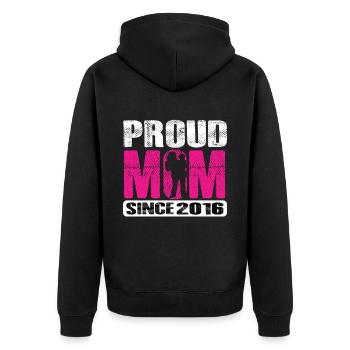 Proud Mom Since 2016 - Unisex Premium Bio Zip Hoodie - Schwarz - Hinten - Nico (187cm)