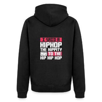 Hip Hop Rap Musik Rapper Hiphop Geschenk - Unisex Premium Bio Zip Hoodie - Schwarz - Hinten - Nico (187cm)
