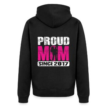 Proud Mom Since 2017 - Unisex Premium Bio Zip Hoodie - Schwarz - Hinten - Nico (187cm)