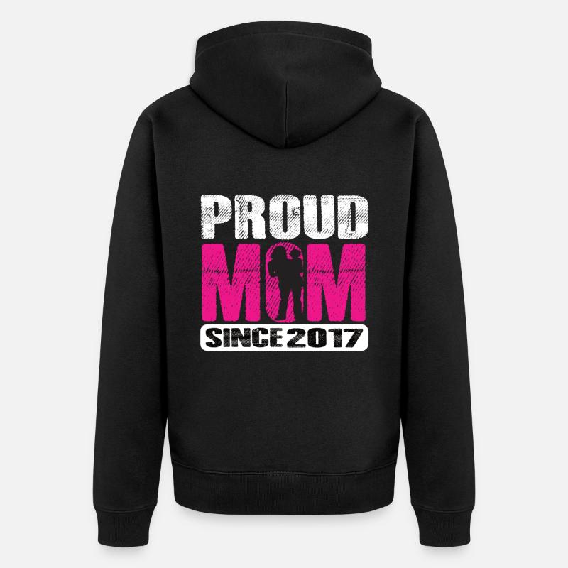 Maman fière depuis 2017 - Veste à capuche bio Premium Unisexe - noir