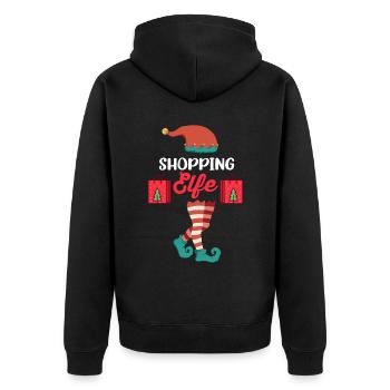 Weinachten Weihnachtself Shopping Elfe Elfen - Unisex Premium Bio Zip Hoodie - Schwarz - Hinten - Nico (187cm)
