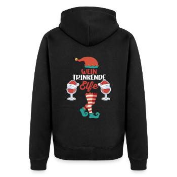 Weinachten Weihnachtself Wein Elfe Elfen - Unisex Premium Bio Zip Hoodie - Schwarz - Hinten - Nico (187cm)