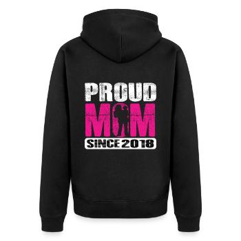 Proud Mom Since 2018 - Unisex Premium Organic Zip Hoodie - black - Back - Nico (187cm)