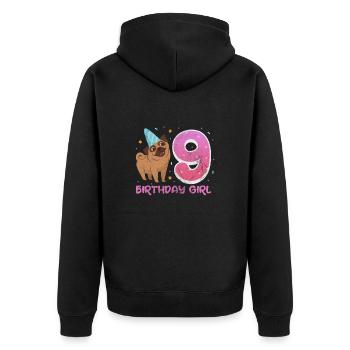 Carlin 9e anniversaire - Veste à capuche bio Premium Unisexe - noir - Dos - Nico (187cm)