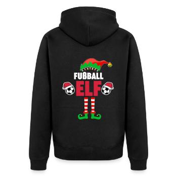 Weinachten Weihnachtself Fußball Elf Elfen - Unisex Premium Bio Zip Hoodie - Schwarz - Hinten - Nico (187cm)