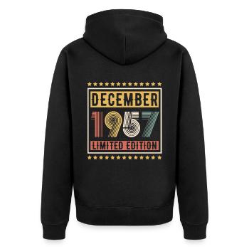 Millésime Décembre 1957 Edition Limitée Anniversaire - Veste à capuche bio Premium Unisexe - noir - Dos - Nico (187cm)