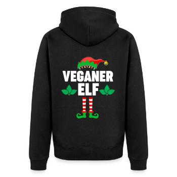 Weinachten Weihnachtself Veganer Elf Elfen - Unisex Premium Bio Zip Hoodie - Schwarz - Hinten - Nico (187cm)