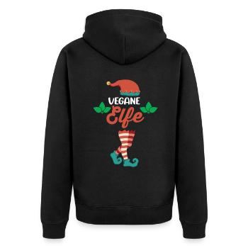 Weinachten Weihnachtself Vegane Elfe Elfen - Unisex Premium Bio Zip Hoodie - Schwarz - Hinten - Nico (187cm)