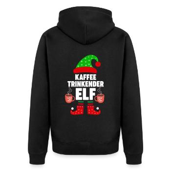 Weinachten Weihnachtself Kaffee Elf Elfen - Unisex Premium Bio Zip Hoodie - Schwarz - Hinten - Nico (187cm)