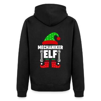 Weinachten Weihnachtself Mechaniker Elf Elfen - Unisex Premium Bio Zip Hoodie - Schwarz - Hinten - Nico (187cm)