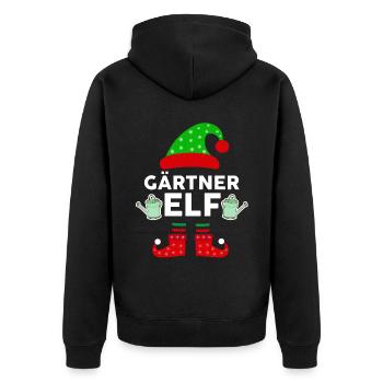 Weinachten Weihnachtself Gärtner Elf Elfen - Unisex Premium Bio Zip Hoodie - Schwarz - Hinten - Nico (187cm)