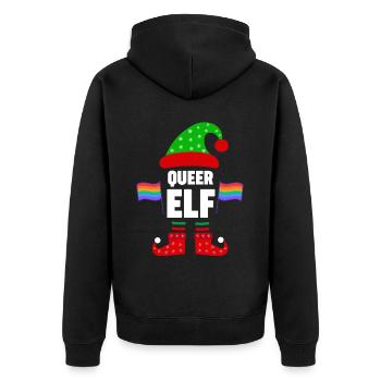 Weinachten Weihnachtself LGBTQ Queer Elf Elfen - Unisex Premium Bio Zip Hoodie - Schwarz - Hinten - Nico (187cm)
