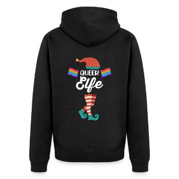 Weinachten Weihnachtself LGBTQ Queer Elfe Elfen - Unisex Premium Bio Zip Hoodie - Schwarz - Hinten - Nico (187cm)