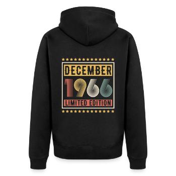 Millésime Décembre 1966 Edition Limitée Anniversaire - Veste à capuche bio Premium Unisexe - noir - Dos - Nico (187cm)