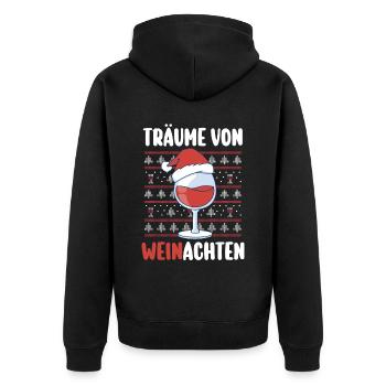 Weihnachtsmann Wein Weihnachten - Unisex Premium Bio Zip Hoodie - Schwarz - Hinten - Nico (187cm)