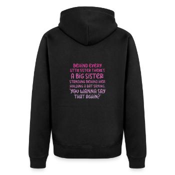 Grande sœur Frère frères et sœurs Cadeau - Veste à capuche bio Premium Unisexe - noir - Dos - Nico (187cm)