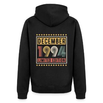 Millésime Décembre 1994 Edition Limitée Anniversaire - Veste à capuche bio Premium Unisexe - noir - Dos - Nico (187cm)