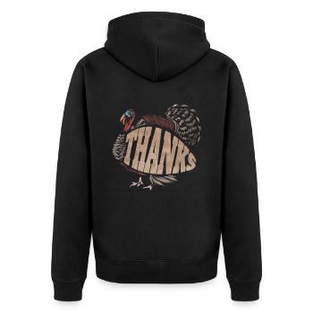 Big Turkey dit merci pour Thanksgiving - Veste à capuche bio Premium Unisexe - noir - Dos - Nico (187cm)