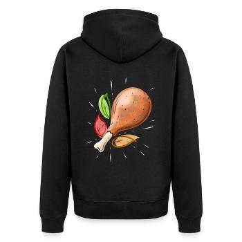 Roasted Turkey Leg Drumstick Family Meal On - Unisex Premium Organic Zip Hoodie - black - Back - Nico (187cm)