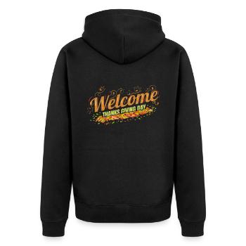 Bienvenue le jour de Thanksgiving - Veste à capuche bio Premium Unisexe - noir - Dos - Nico (187cm)