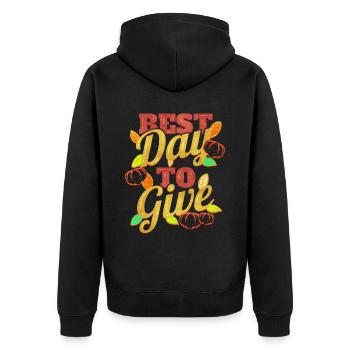 Best Day To Give Thanksgiving - Unisex Premium Organic Zip Hoodie - black - Back - Nico (187cm)