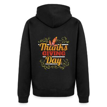 Thanks Giving Day Logo Feathers Thanksgiving - Unisex Premium Bio Zip Hoodie - Schwarz - Hinten - Nico (187cm)