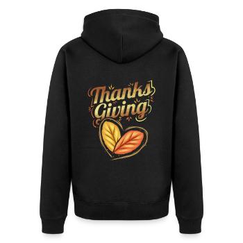 Merci Giving Logo Feuilles brunes Automne - Veste à capuche bio Premium Unisexe - noir - Dos - Nico (187cm)