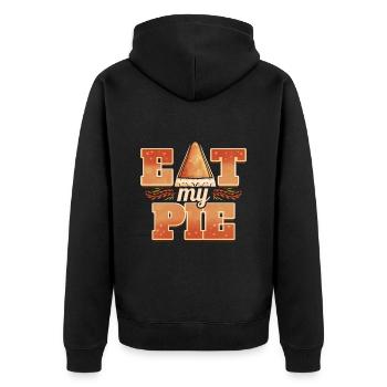 Eat My Pie Pumpkin Pie Piece Thanksgiving - Unisex Premium Bio Zip Hoodie - Schwarz - Hinten - Nico (187cm)