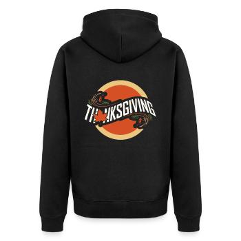 Round Logo For Thanksgiving - Unisex Premium Organic Zip Hoodie - black - Back - Nico (187cm)