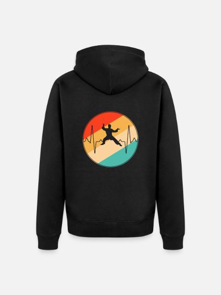 MMA Retro Heartbeat - Unisex Premium Organic Zip Hoodie - black