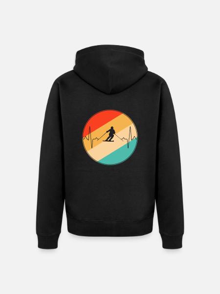 Ski Retro Heartbeat - Unisex Premium Organic Zip Hoodie - black