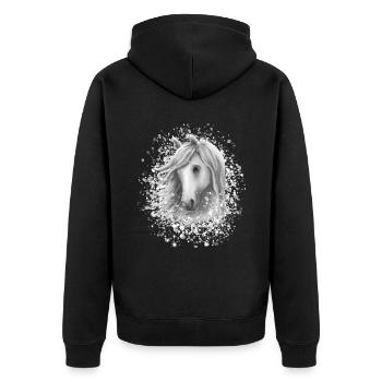 Tête de cheval dans la neige - Veste à capuche bio Premium Unisexe - noir - Dos - Nico (187cm)