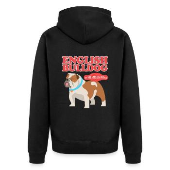Bouledogue anglais Cadeau Bulldog anglais - Veste à capuche bio Premium Unisexe - noir - Dos - Nico (187cm)