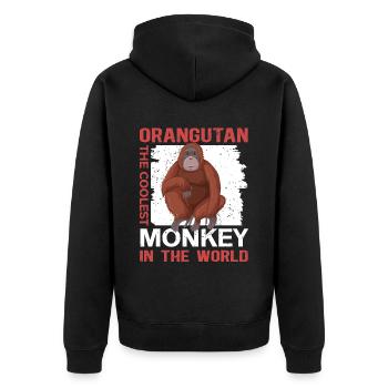 Orang-Utan Affen Orangutan Geschenk - Unisex Premium Bio Zip Hoodie - Schwarz - Hinten - Nico (187cm)