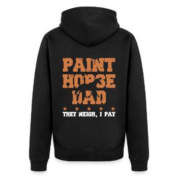 Pferdevater - Paint Horse - Unisex Premium Bio Zip Hoodie - Schwarz - Hinten - Nico (187cm)