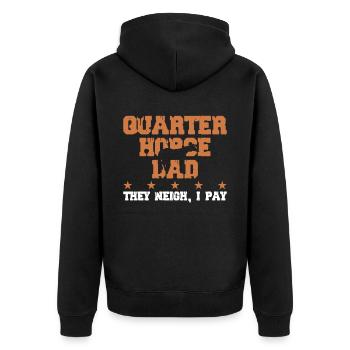 Horse Father - Quarter Horse - Unisex Premium Organic Zip Hoodie - black - Back - Nico (187cm)