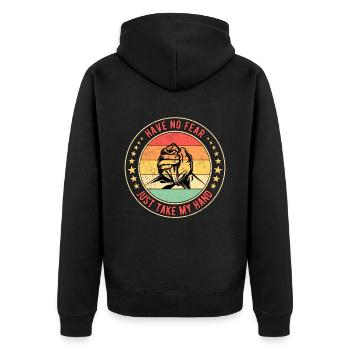 Bras de fer Bras de fer N’ayez pas peur - Veste à capuche bio Premium Unisexe - noir - Dos - Nico (187cm)