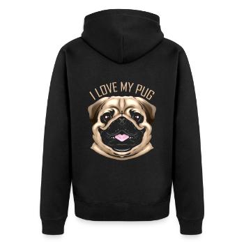 Dog Lover - J’aime mon carlin - Veste à capuche bio Premium Unisexe - noir - Dos - Nico (187cm)