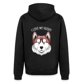 Dog Lover - I Love My Husky - Unisex Premium Organic Zip Hoodie - black - Back - Nico (187cm)
