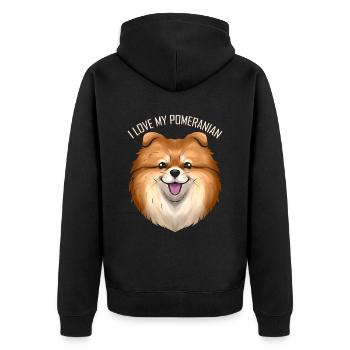Dog Lover - I Love My Pomeranian - Unisex Premium Bio Zip Hoodie - Schwarz - Hinten - Nico (187cm)