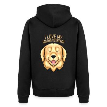 Dog Lover - I Love My Golden Retriever - Unisex Premium Organic Zip Hoodie - black - Back - Nico (187cm)