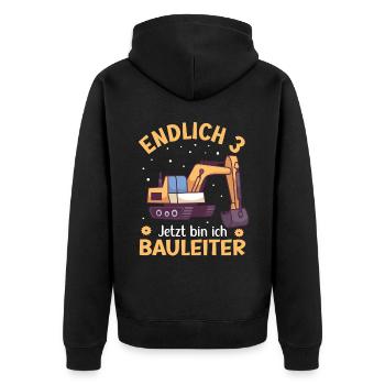 3. Geburtstag Junge Bagger Design Endlich 3 - Unisex Premium Bio Zip Hoodie - Schwarz - Hinten - Nico (187cm)