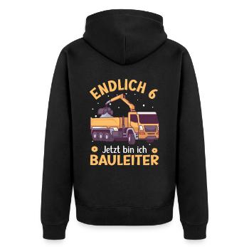 6. Geburtstag Junge Kipper Design Endlich 6 - Unisex Premium Bio Zip Hoodie - Schwarz - Hinten - Nico (187cm)