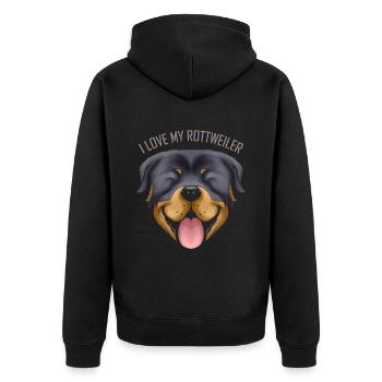 Dog Lover - I Love My Rottweiler - Unisex Premium Organic Zip Hoodie - black - Back - Nico (187cm)