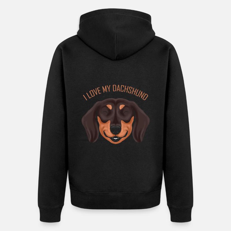 Dog Lover - J’aime mon teckel - Veste à capuche bio Premium Unisexe - noir