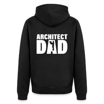 Job - Architekte Vater - Unisex Premium Bio Zip Hoodie - Schwarz - Hinten - Nico (187cm)