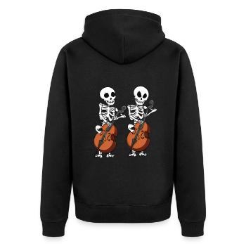 Kontrabass Skelette Orchester Big Band Kontrabass - Unisex Premium Bio Zip Hoodie - Schwarz - Hinten - Nico (187cm)