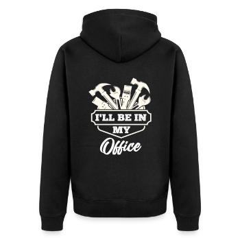 Zimmermann - Unisex Premium Bio Zip Hoodie - Schwarz - Hinten - Nico (187cm)