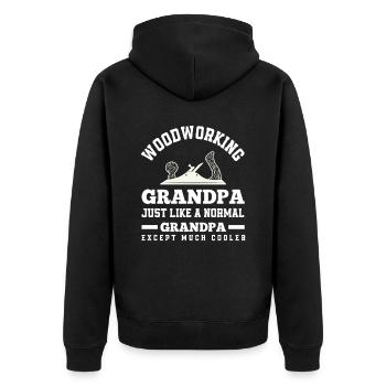 Holzarbeiter Opa - Unisex Premium Bio Zip Hoodie - Schwarz - Hinten - Nico (187cm)