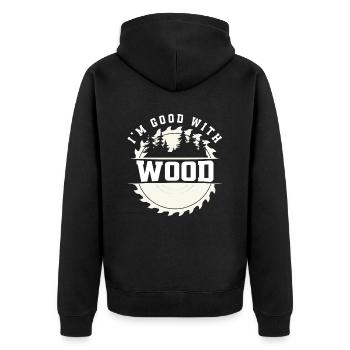Forester Forestry Woodworker Carpenter - Unisex Premium Organic Zip Hoodie - black - Back - Nico (187cm)